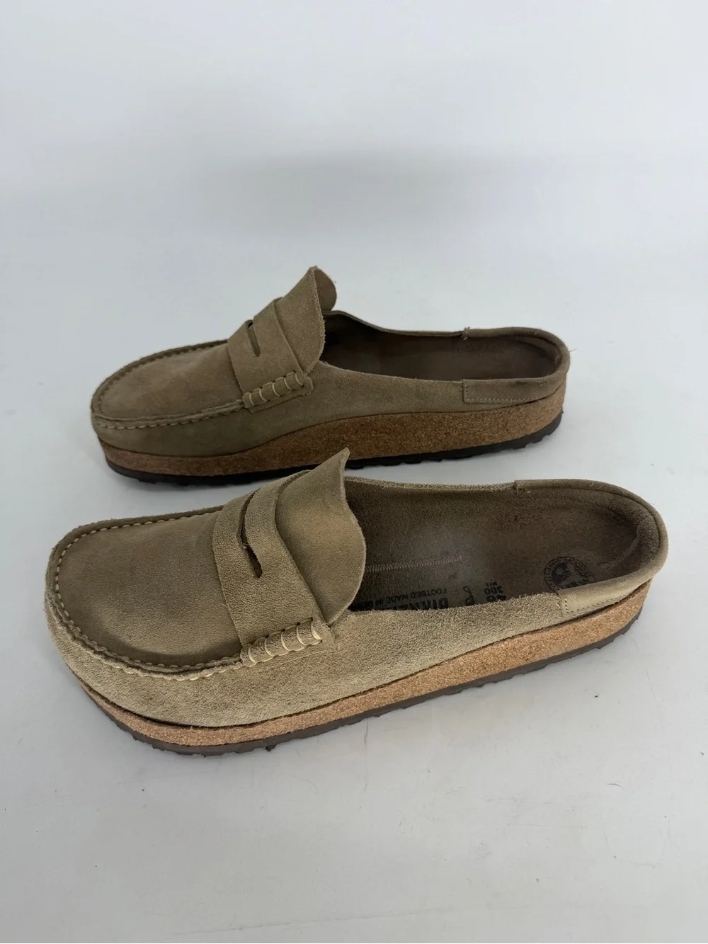 Birkenstock Naples Wrapped Taupe Suede Leather Clog Size 46